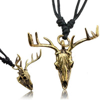 Cargar imagen en el visor de la galería, Kette Brass Baumwolle schwarz Anhänger Skull Schädel antik golden
