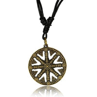 Cargar imagen en el visor de la galería, Kette Brass Baumwolle schwarz Anhänger Muster antik golden
