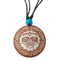 Cargar imagen en el visor de la galería, Holzkette rund verstellbar Baumwolle Om Buddha Maske golden silbern natur
