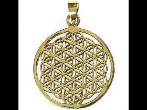 Messing Brass Anhänger Blume des Lebens antik gold silber Kette flower of life