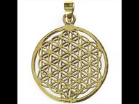 Cargar imagen en el visor de la galería, Messing Brass Anhänger Blume des Lebens antik gold silber Kette flower of life
