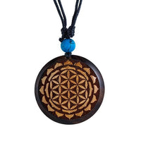 Cargar imagen en el visor de la galería, Holz KetteTürkis verstellbar Baumwolle rund Raute
