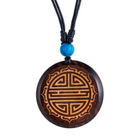 Cargar imagen en el visor de la galería, Holz KetteTürkis verstellbar Baumwolle rund Raute
