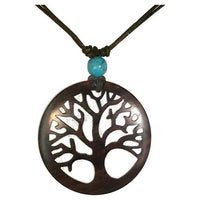 Cargar imagen en el visor de la galería, Holzkette Türkis verstellbar Baumwolle Anhänger filigran
