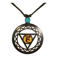 Cargar imagen en el visor de la galería, Holzkette Türkis verstellbar Baumwolle Anhänger filigran
