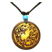 Load image into Gallery viewer, Halskette Holz verstellbar Anhänger Fische Drachen
