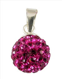 Cargar imagen en el visor de la galería, Glitzerkugel pink magenta 10 mm Kristall Silberanhänger Anhänger 925er Silber Damen Glitzer Schmuck
