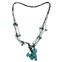 Load image into Gallery viewer, Halskette schwarz türkis Herz Stein Perlen mehrlagig 40cm
