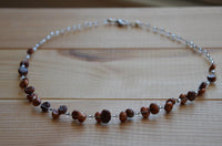 Cargar imagen en el visor de la galería, Perlen Halskette Kristallperlen braun 43,5cm Schmuckdraht
