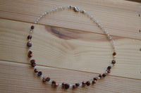 Cargar imagen en el visor de la galería, Perlen Halskette Kristallperlen braun 43,5cm Schmuckdraht
