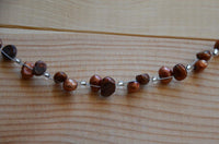 Cargar imagen en el visor de la galería, Perlen Halskette Kristallperlen braun 43,5cm Schmuckdraht
