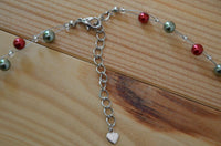 Load image into Gallery viewer, Halskette Perlmutt Muschel Scheiben Blumen Perlen grün rot
