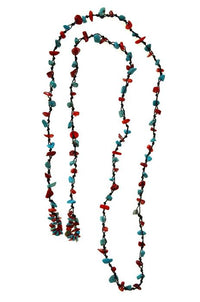 Cargar imagen en el visor de la galería, Halskette Steinsplitter Baumwolle schwarz türkis rot
