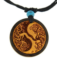 Cargar imagen en el visor de la galería, Holz KetteTürkis verstellbar Baumwolle rund Raute
