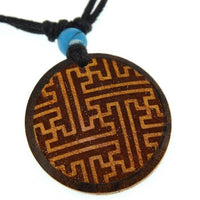 Load image into Gallery viewer, Holz KetteTürkis verstellbar Baumwolle rund Labyrinth
