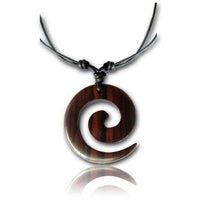 Load image into Gallery viewer, Halskette Kette Holz Baumwolle Holzanhänger Spirale
