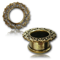Load image into Gallery viewer, Brass Tunnel filigran Spitze gold nickelfrei Plug Organic Messing Expander Ohrschmuck Piercing
