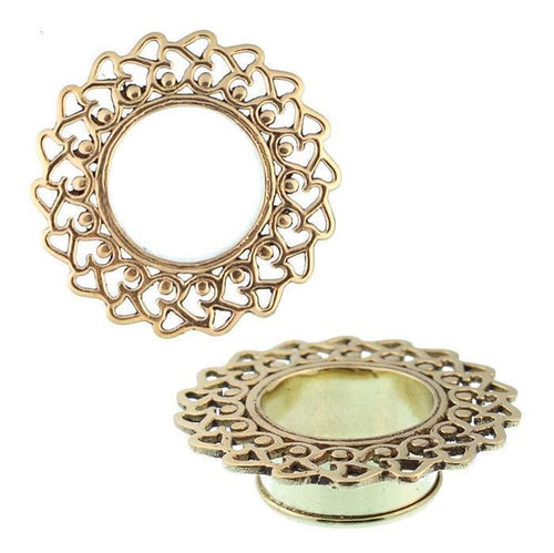 Brass Tunnel Herzen Punkte antik gold nickelfrei Plug Messing Expander Schmuck