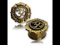 Load image into Gallery viewer, Brass Tunnel Blüte Om Seil antik golden Plug Messing Expander Schmuck
