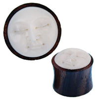 Load image into Gallery viewer, Holz Plug Sonoholz Bone Inlay Gesicht weiß

