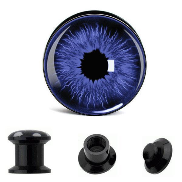 Schraub Plug Acryl Auge blau Pupille Tunnel Expander Piercing Ohrschmuck