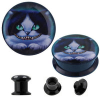 Load image into Gallery viewer, Schraub Plug Acryl Katze grinsend Vampir Tunnel Expander Piercing Ohrschmuck
