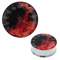 Cargar imagen en el visor de la galería, Plug Tunnel Tachometer Flammen Edelstahl Acryl Expander Piercing Chirurgenstahl
