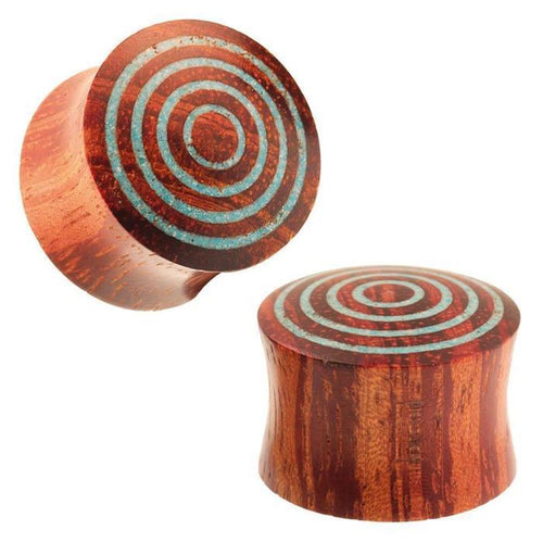 Arangholz Plug crushed Türkis Inlay Ringe Tunnel Tribal Expander Organic handgefertigt