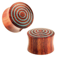 Cargar imagen en el visor de la galería, Arangholz Plug crushed Türkis Inlay Ringe Tunnel Tribal Expander Organic handgefertigt
