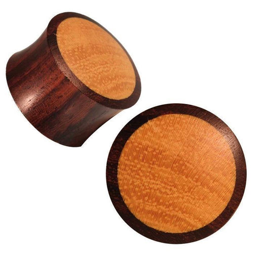 Dunkelbrauner Holz Tribal mit hellem Inlay Expander Tunnel Plug
