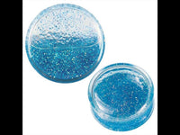 Load image into Gallery viewer, Two clear, round containers display Acryl Plug Flüssigkeit beweglich Glitzer türkis blau transparent Expander. The blue, glittery slime inside sparkles and looks soft and squishy. Both containers are photographed on a white background.
