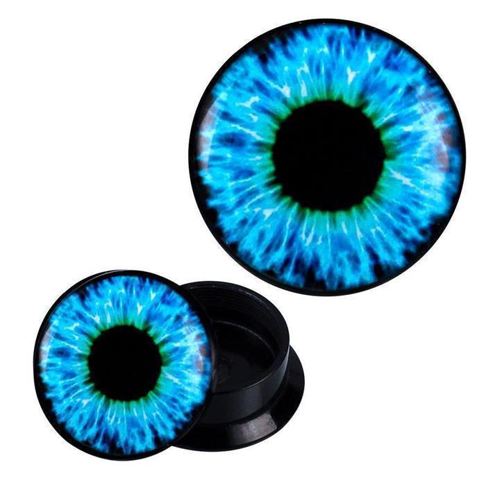 Schraub Plug Acryl Auge Pupille grün türkis Expander Piercing Ohrschmuck
