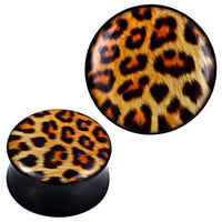 Cargar imagen en el visor de la galería, Plug Acryl Leo Muster gelb braun schwarz Expander Piercing Ohrschmuck
