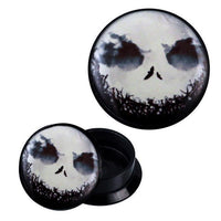 Load image into Gallery viewer, Schraub Plug Acryl Gespenst Gesicht Wolken Vögel Äste Piercing Ohrschmuck
