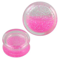 Load image into Gallery viewer, Plug Acryl transparent Flüssigkeit Glitzer rosa Piercing Ohrschmuck

