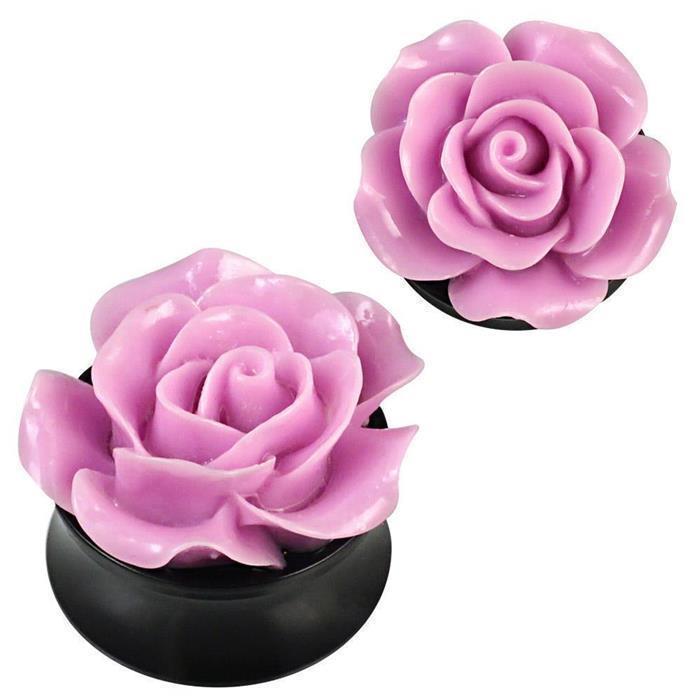 3D Plug Acryl Rose flieder lila plastisch Piercing Ohrschmuck