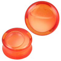 Cargar imagen en el visor de la galería, Plug Acryl durchsichtig orange rot Flüssigkeit gefüllt Sand Piercing Ohrschmuck

