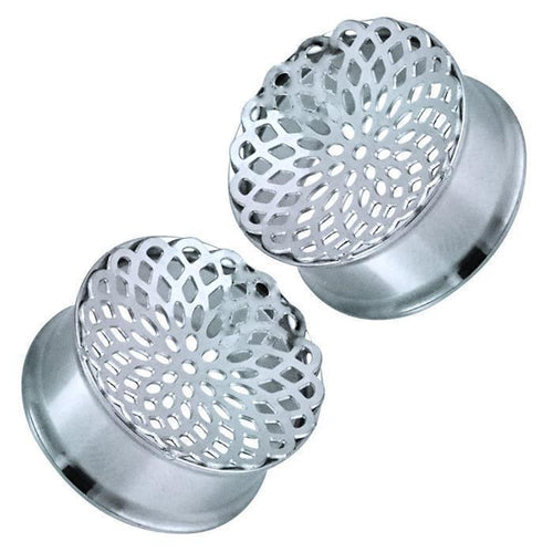 Tunnel silbern Edelstahl Plug Dalie Blume Piercing