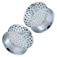 Load image into Gallery viewer, Tunnel silbern Edelstahl Plug Dalie Blume Piercing
