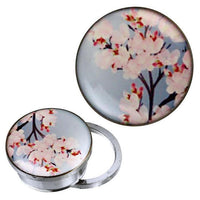 Cargar imagen en el visor de la galería, Schraub Plug Tunnel silbern Edelstahl Kirschblüten Zweig hellblau Acryl Piercing
