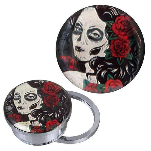 Schraub Plug Tunnel silbern Edelstahl Frau Rosen Haar Skull Make Up Acryl Piercing