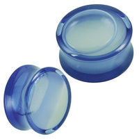 Cargar imagen en el visor de la galería, Plug Acryl transparent blau Flüssigkeit gefüllt Sand gelb Piercing Ohrschmuck
