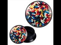 Cargar imagen en el visor de la galería, Schraub Plug Acryl bunte Zuckerstreusel Stäbchen Piercing Ohrschmuck
