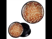 Load image into Gallery viewer, Schraub Plug Acryl Blattmuster verzweigt golden Piercing Ohrschmuck
