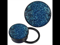 Load image into Gallery viewer, Schraub Plug Tunnel Acryl schwarz blauer Glitzer Piercing Ohrschmuck

