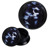 Load image into Gallery viewer, Schraub Plug Acryl schwarz weiß grau Candy Skull Rauch Frau Piercing
