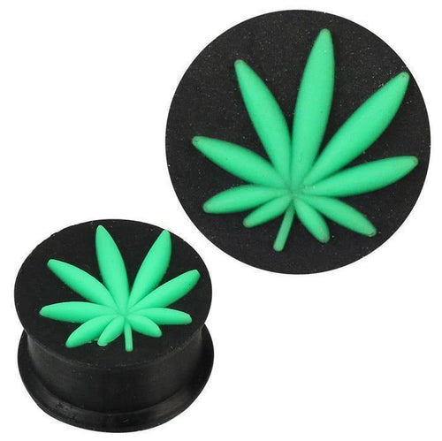 Der Silikon Plug weich schwarz mit neon grünem Hanfblatt ist ein stylisches Ohrschmuck-Piercing und verleiht jedem Look das gewisse Etwas.