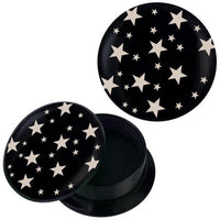 Load image into Gallery viewer, Schraub Plug Acryl Sternchen schwarz weiß Piercing Ohrschmuck

