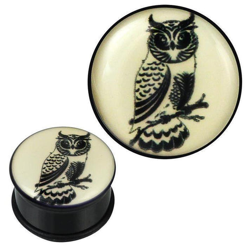 single flared Plug Acryl Gummiring beige schwarz Uhu Piercing Ohrschmuck