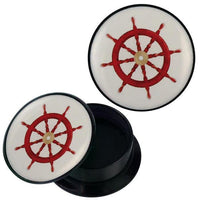 Load image into Gallery viewer, Schraub Plug Acryl Steuerrad braun beige Piercing Ohrschmuck
